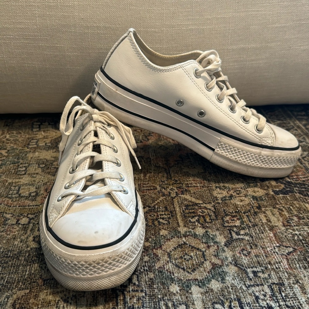 Converse white Lift Ox Leather Platform Sneaker